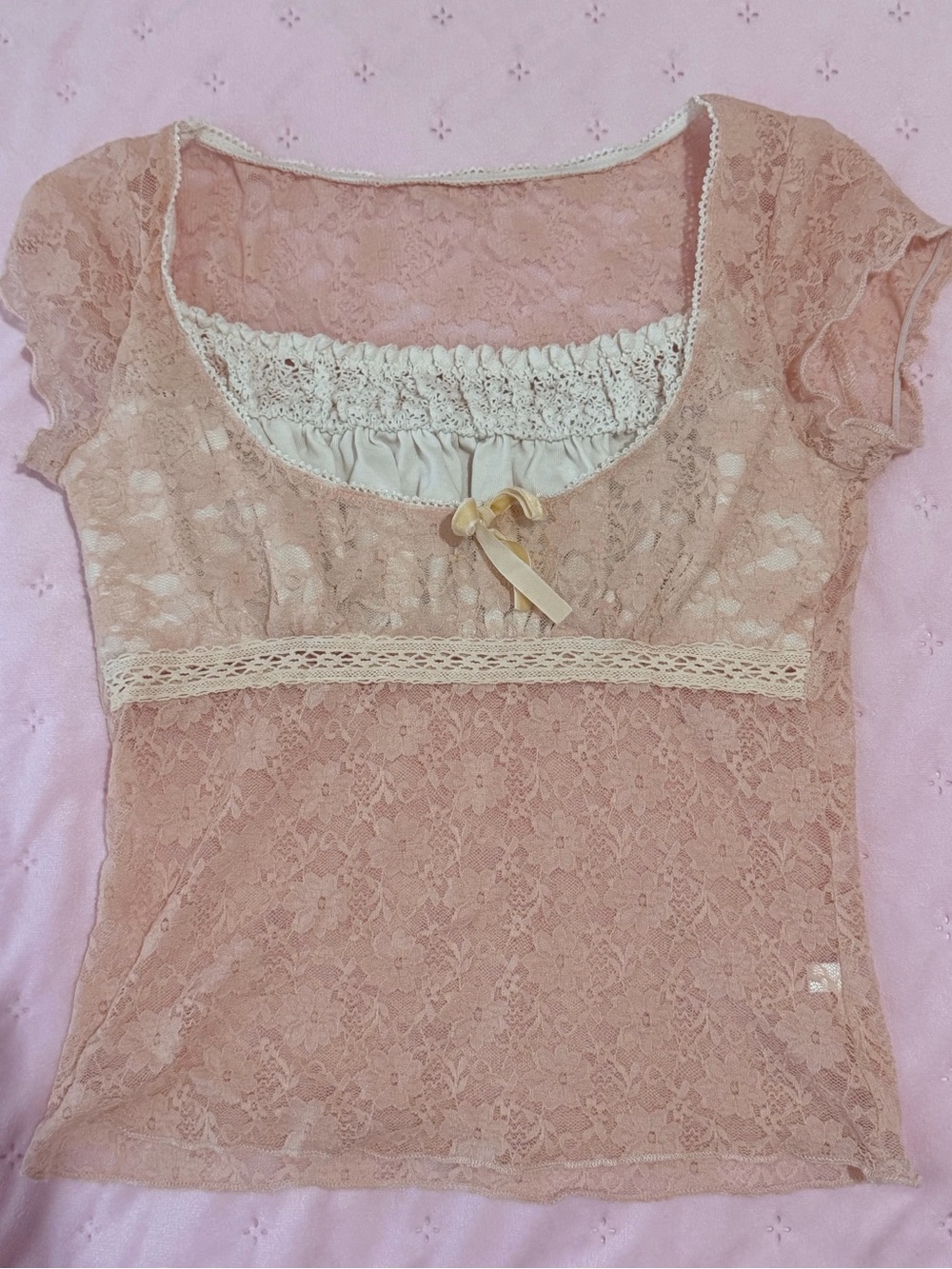 Transparent pink babydoll top